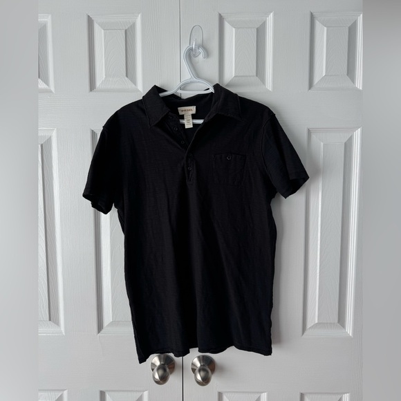Diesel Black Polo Shirt XL 100% Cotton Raw Hem Casual Luxury - Picture 2 of 9